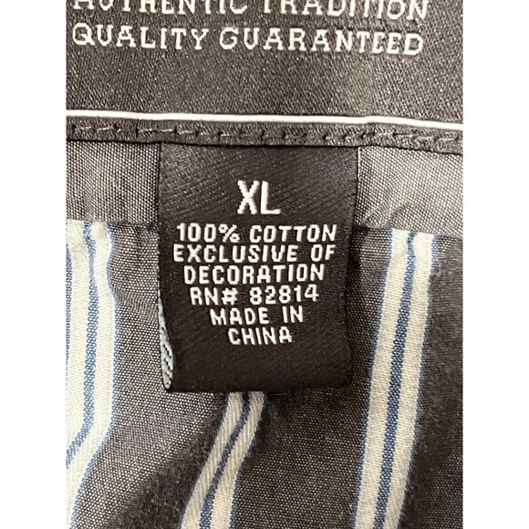 Duck Head Mens Striped Button-Up Shirt XL 100% Cotton Black/White - Picture 8 of 9